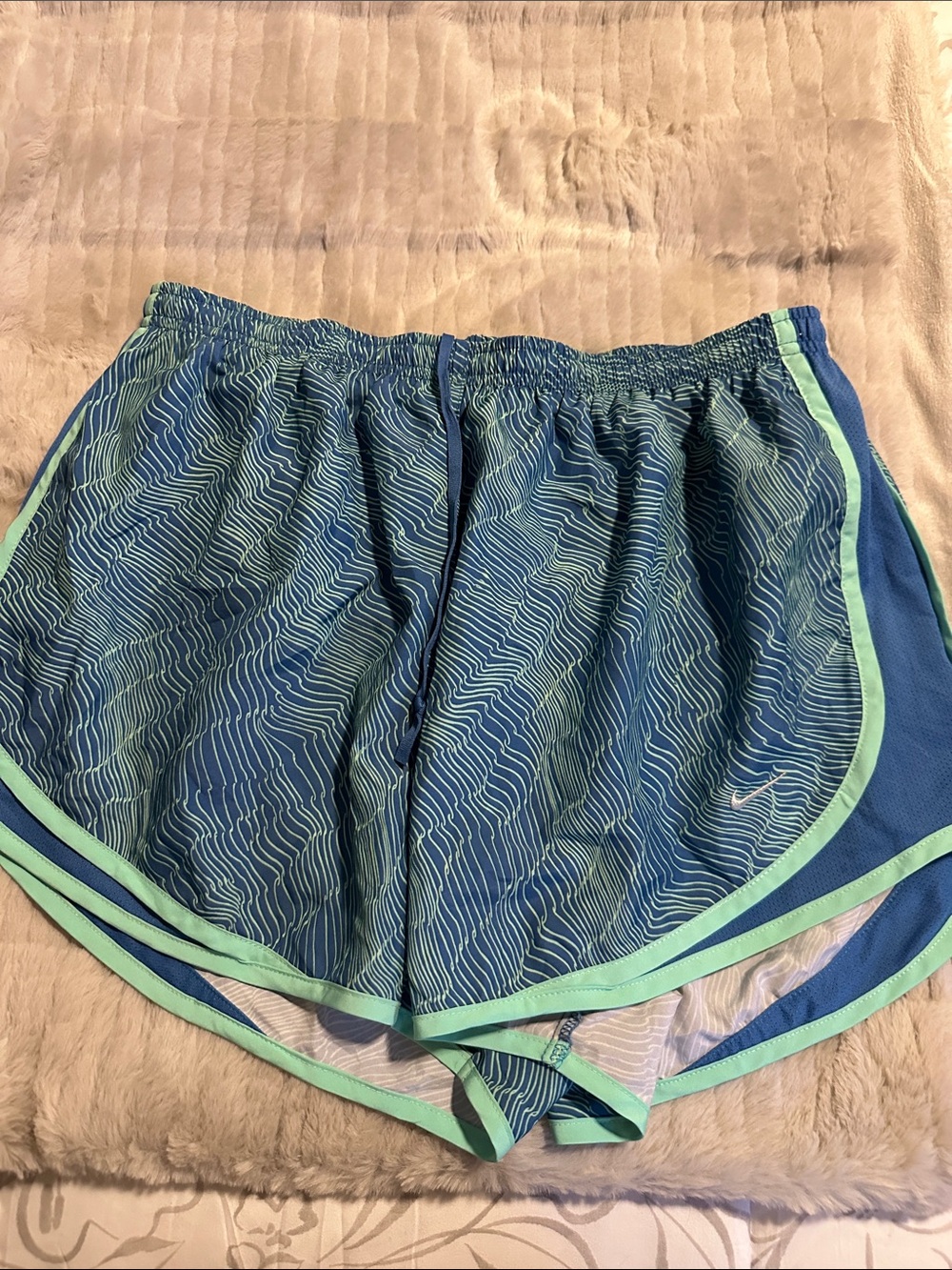 Nike Women's Teal-Trim Blue Athletic Shorts